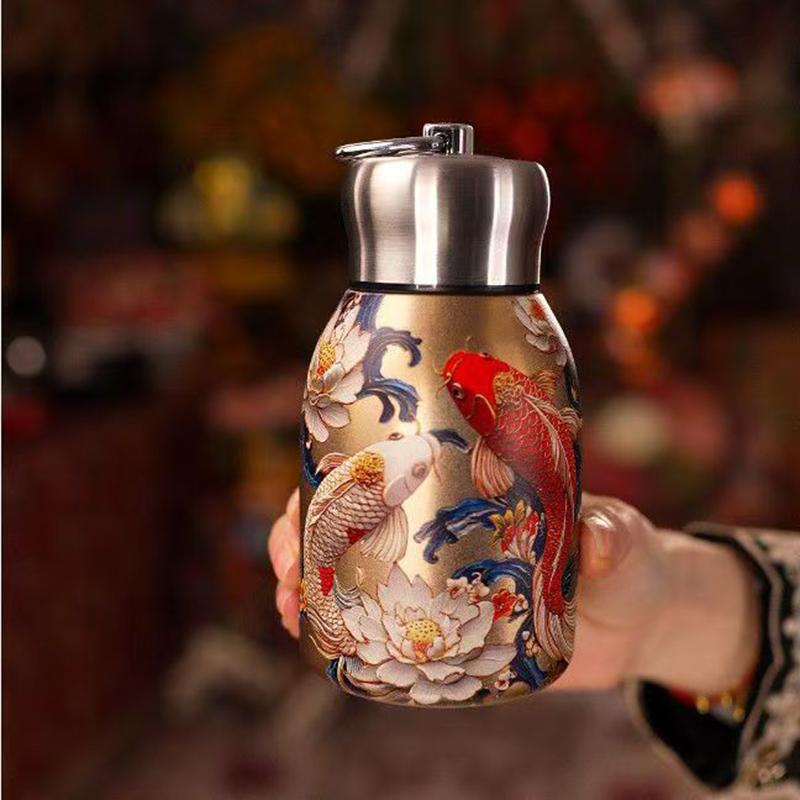 300ML Retro Konst Påfågel Termosmugg 316 Rostfritt Stål Dubbelväggig Vakuumisolerad Tumlermugg Vattenflaska Gåvor Resemuggar