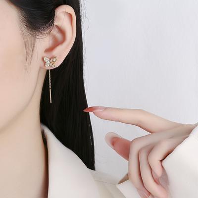 Butterfly Ear Cable Long Tassel Earrings Korean Version Versatile Temperament Niche Design Earrings