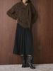 Xu Man Winter Korean Retro High-Waist Pleated A-Line Long Skirt for Women