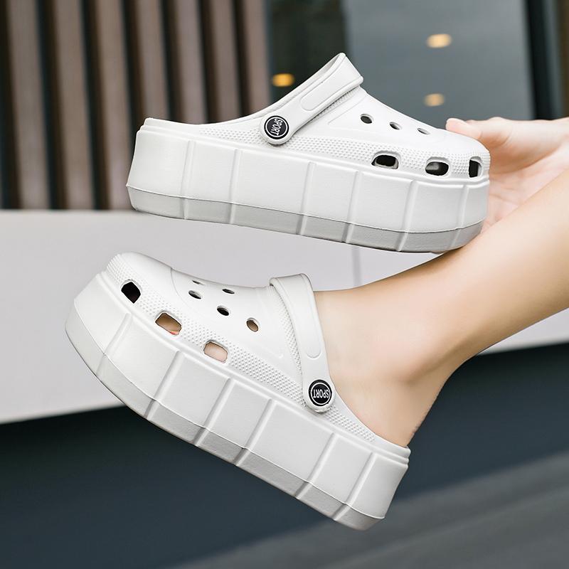 Womens Sandals Hole Shoes Chunky Slippers Summer Beach Shoes Outdoor Green Platform Sandals