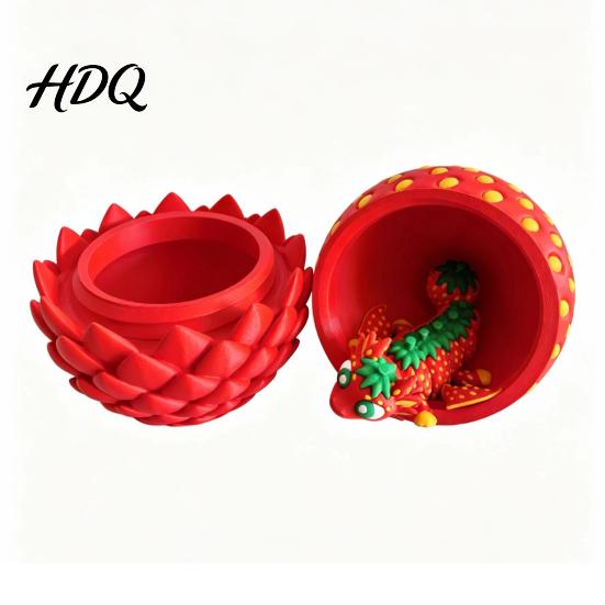 Dragon Toy with Flexible Joints Strawberry Egg Movable Dragon 3D Printed Fidget