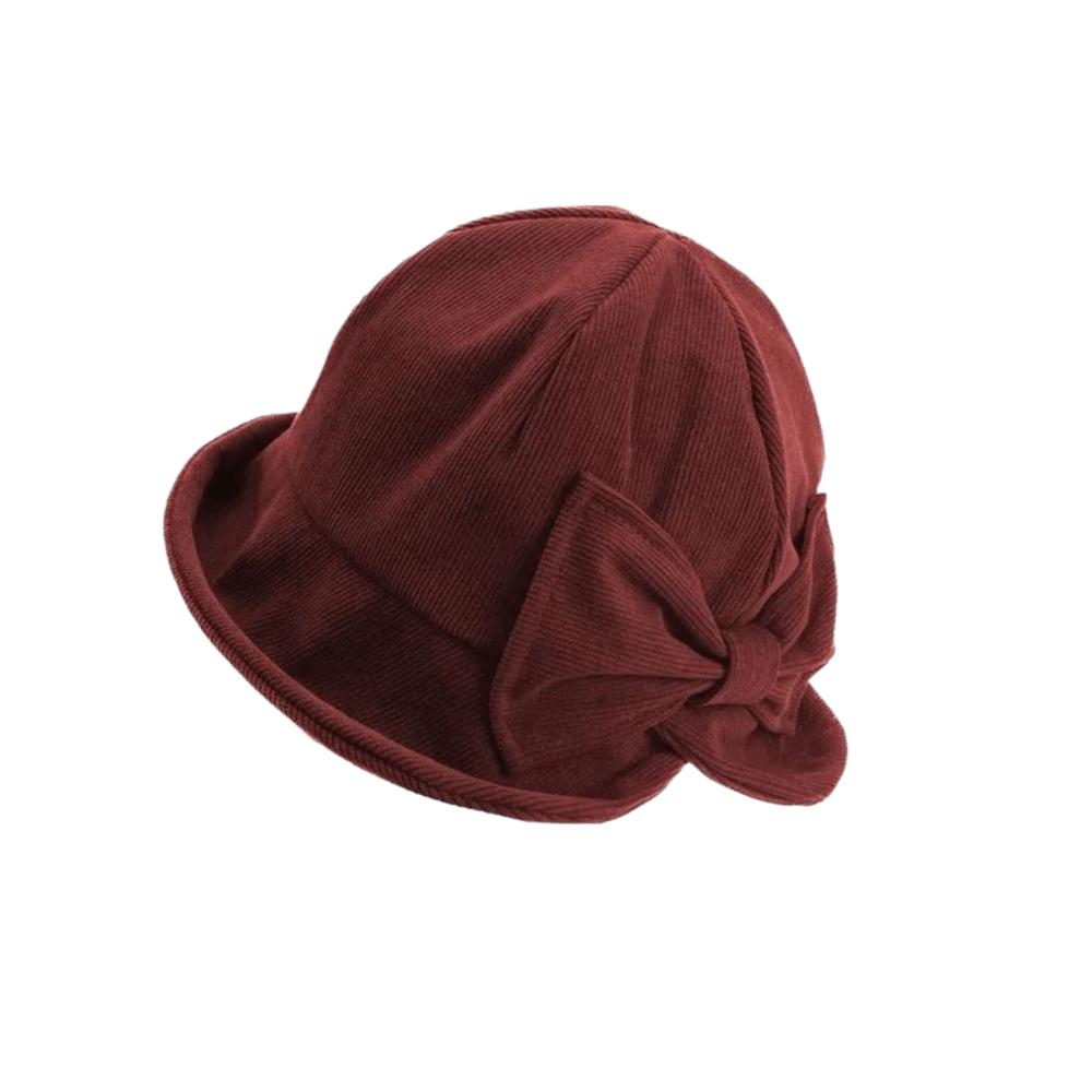 Small Brim Corduroy Bucket Hat Bowknot Basin Cap Vintage Fisherman Cap Lady Accessory