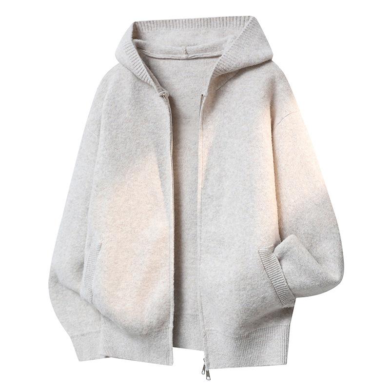 High-Quality Unisex Hooded Knit Cardigan – Warm, Thick, Casual Zipper Sweater
