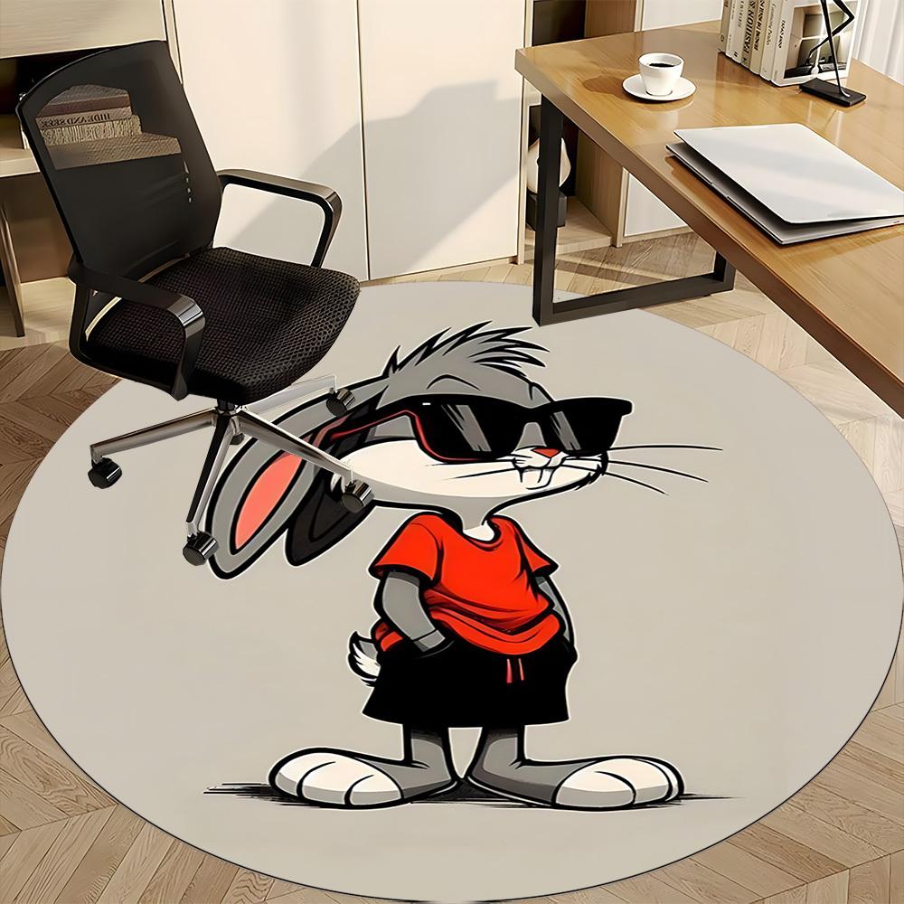1pc Bugs Bunny Office Round Area Rug, Under Office Chairs Bedroom Living Room Home Decor, Available In Various Sizes