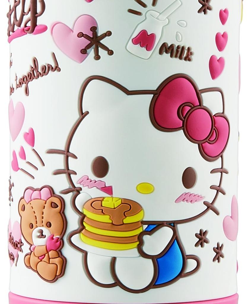 Skater Stainless Steel Water with 3D Hello Kitty Snack Children's Bottle, 380ml, Straw, Design, Time, SSPV4, Sanrio-A