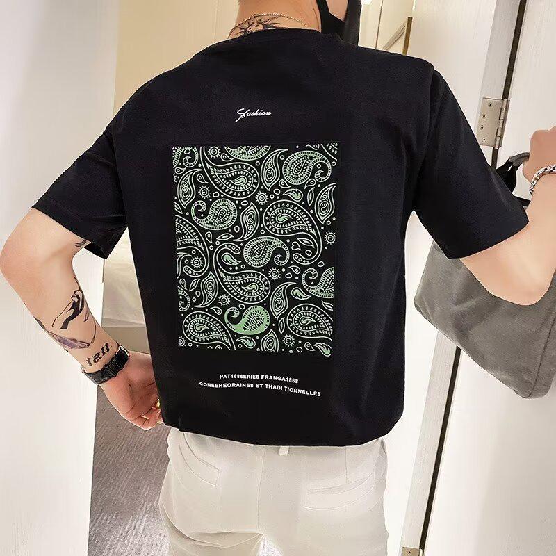 

2024 Мужская повседневная американская модная футболка с коротким рукавом и буквенным принтом XL чёрный