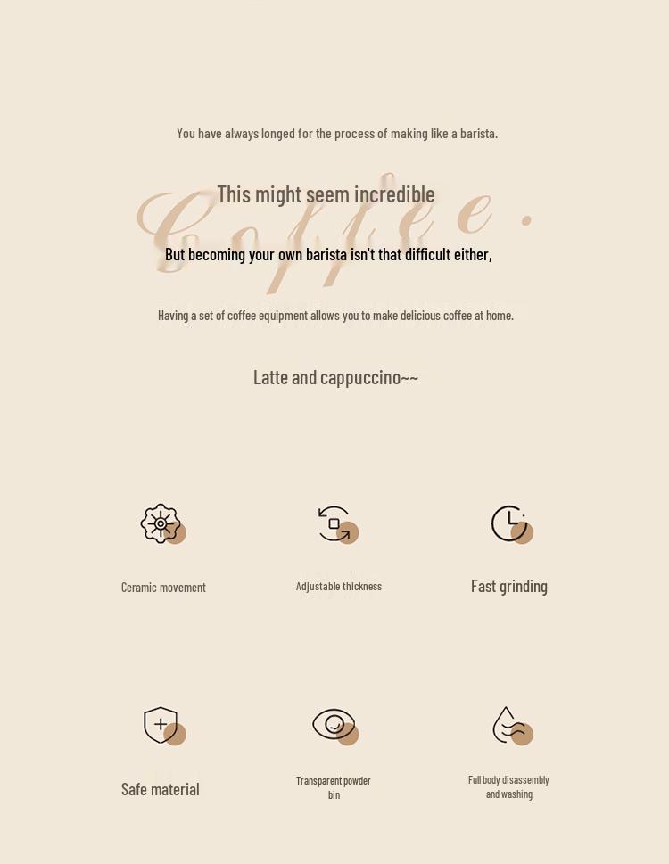 Compact Manual Coffee Bean Grinder – Hand Drip and Grinding Tool for Home Use