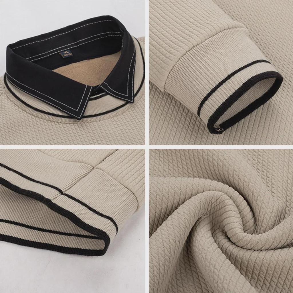 Dongyu Men's Two-in-One Long-Sleeved Knit Sweater: Autumn/Winter Casual Shirt with Collar