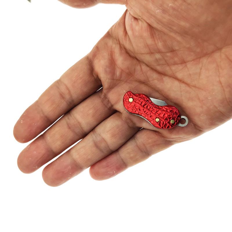 Stainless Steel Mini Folding Knife Aluminum Handle Necklace Pocket Peanut Shape Keychian Knives EDC Tool