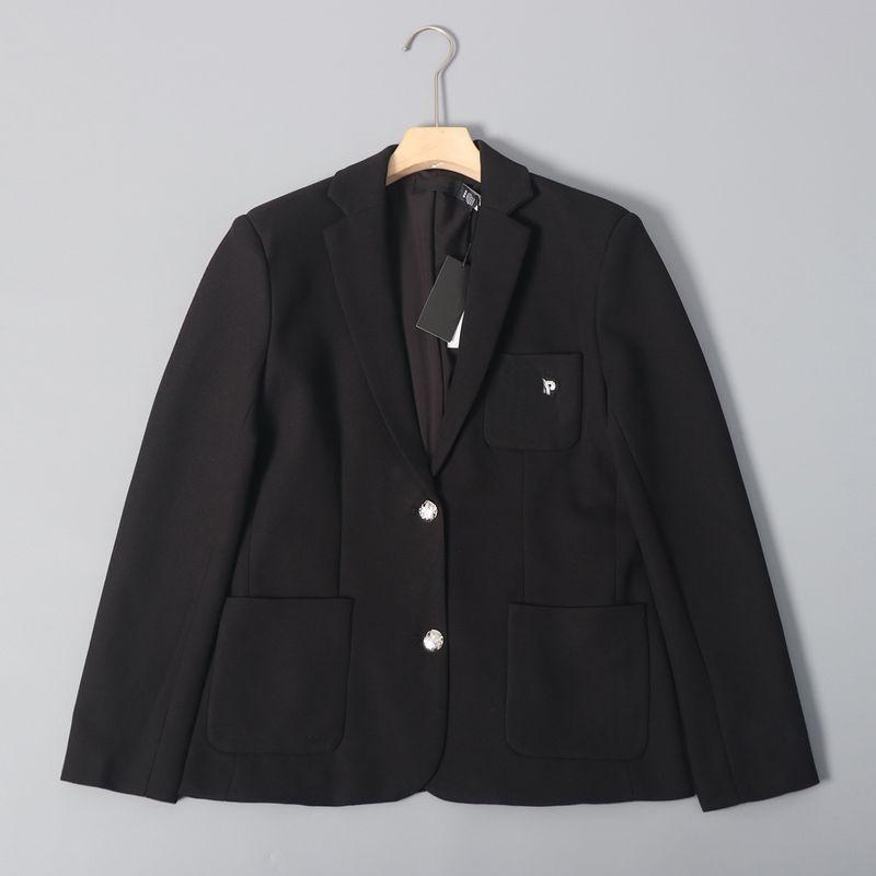 

2024 New Arrival Women s Classic Slim Fit Figured Cloth Suit Outwear American Two-button Suit Black XS