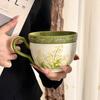 Retro Pastorale Koffiekop en Schotel met Deksel Grote Capaciteit Keramische Mok Afternoon Tea Koffie Waterbeker Souvenir