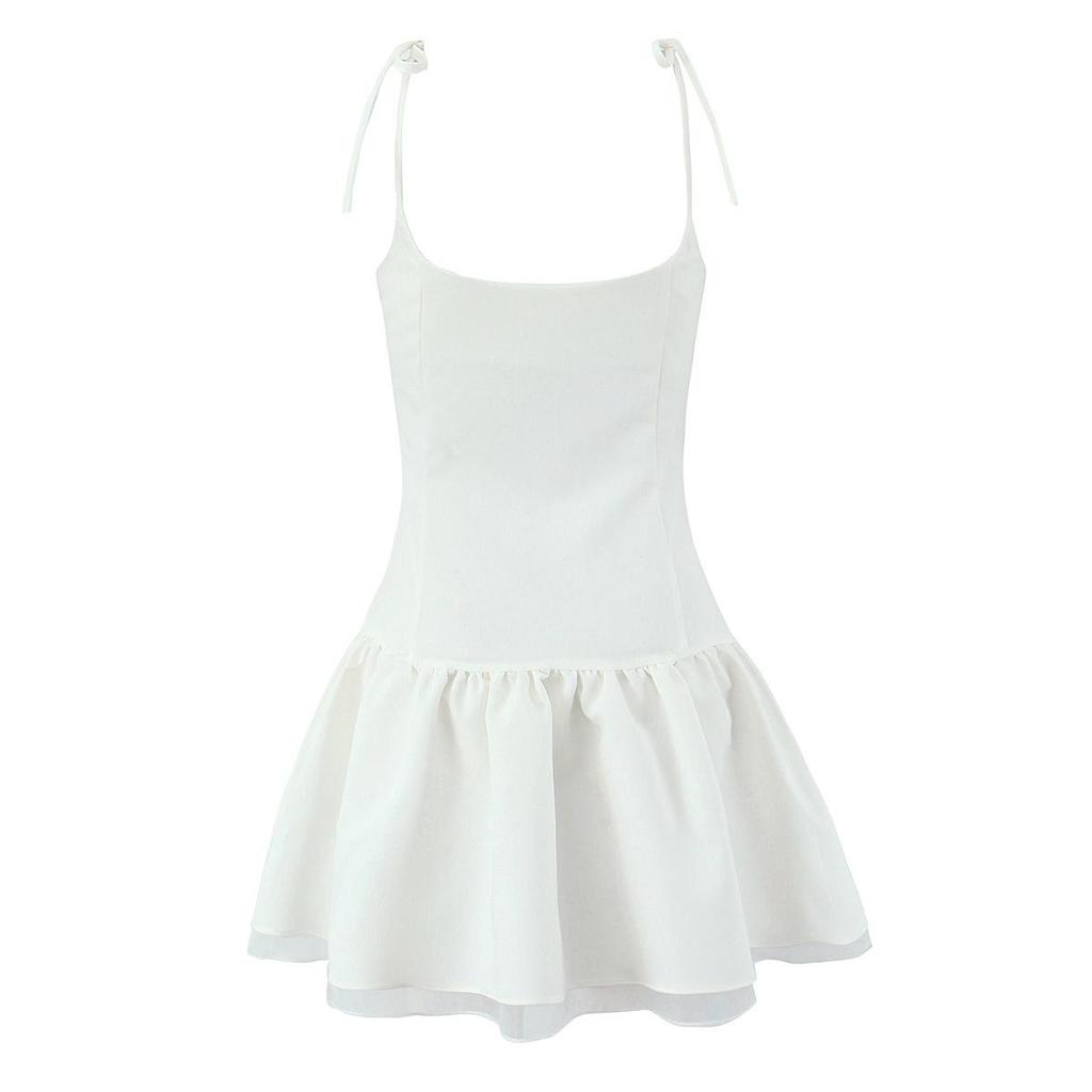 French Lace-Up Waist-Slimming Sleeveless Mini Dress - Spring/Summer 2025 Collection