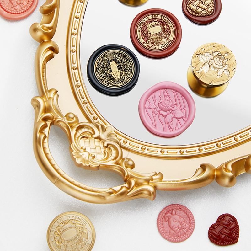 30mm Round Seal Stamp Head Antique Metal Seal Stamp Head for Seal Letter Envelope Card Scrapbooking Craft Embellishment