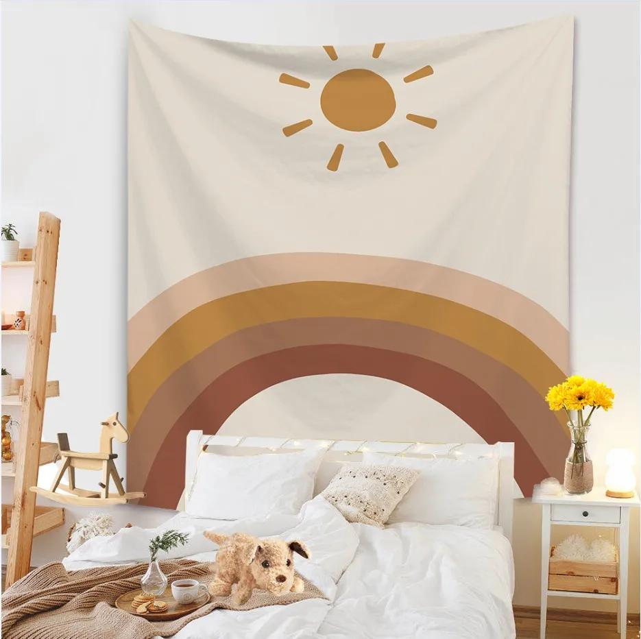 

Гобелен для гостиной, фоновая роспись, пляжный коврик, украшение для дома, простой и свежий персонаж, настенный 100x75cm