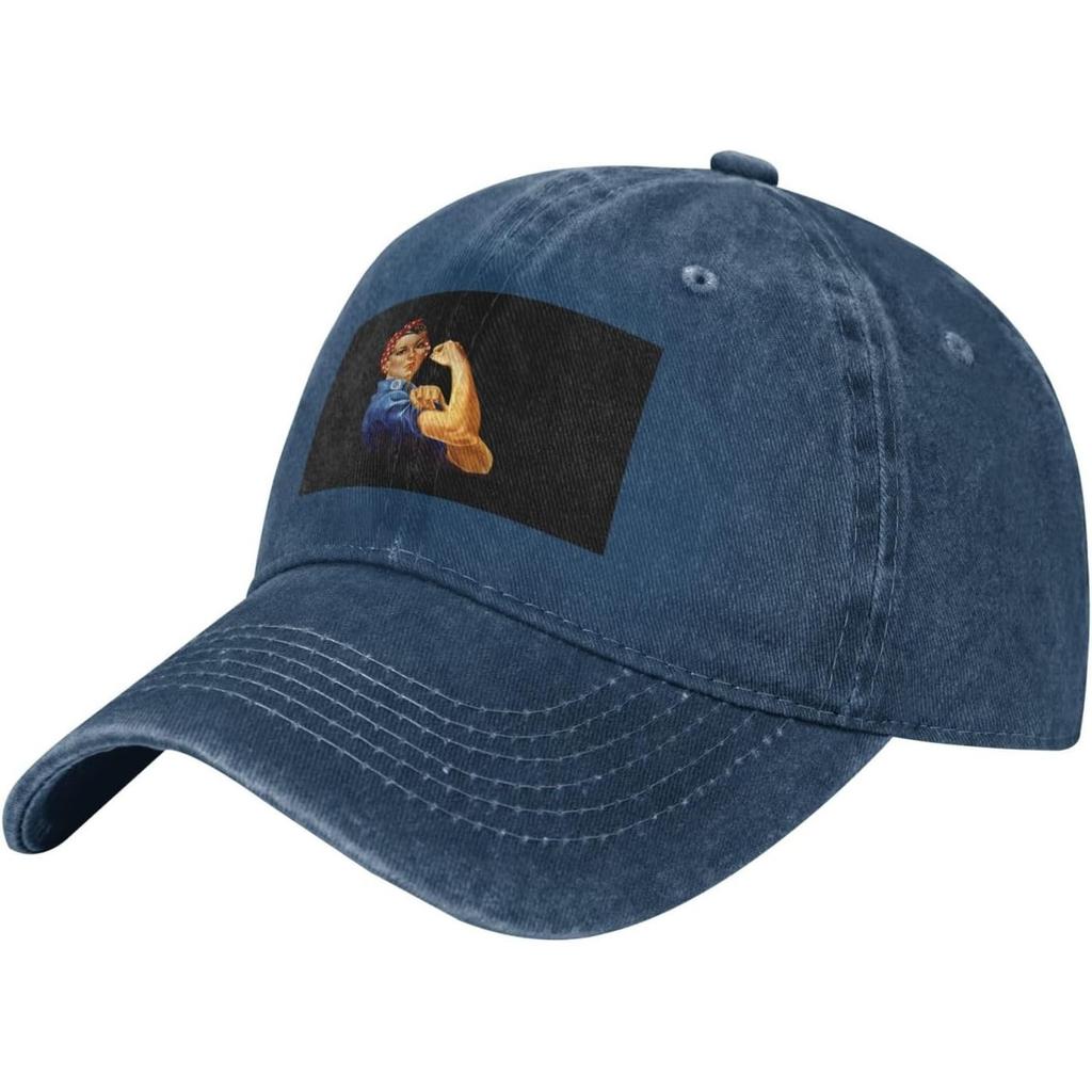 Berretto da Baseball Rosie The Riveter Denim Lavato Cappellino da Papà Protezione Solare Casual Regolabile