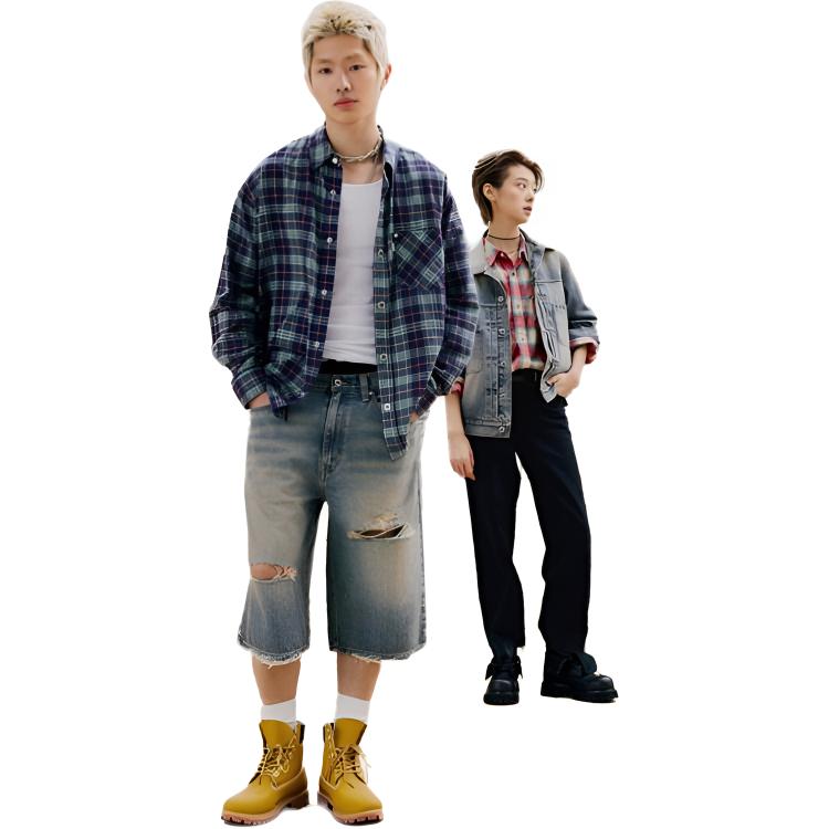 Levis Ss25 Casual Comfortable Simple Plaid Long Sleeve Shirt Men Shirts Black Green 002WE-0000