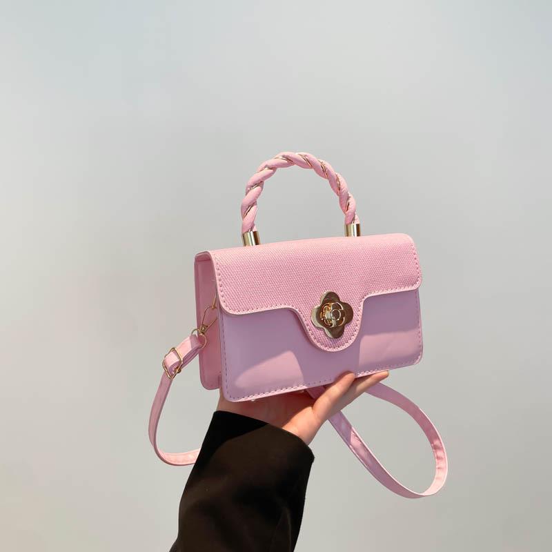 

Простой дизайн, модная контрастная цветная вставка, летняя новая наплечная сумка кроссбоди, портативная женская маленькая квадратная сумка розовый