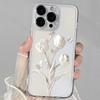 White Tulip Pattern Transparent Phone Case Suitable for iPhone 17 16 15 14 13 12 11 Pro/Max/Plus Anti Drop and Shockproof
