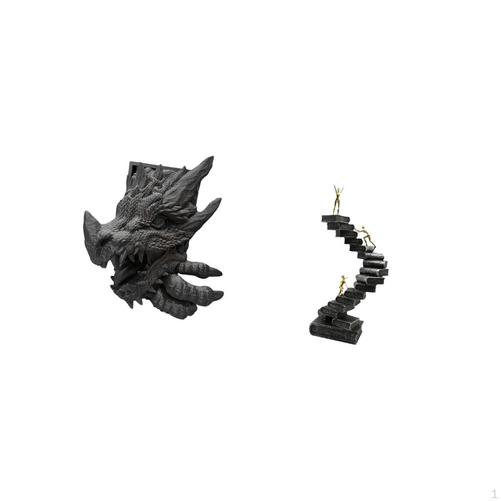 Dragon Bookend Thinker Statues Abstract Figure for Bookshelf Home Decor Decorative Living Room