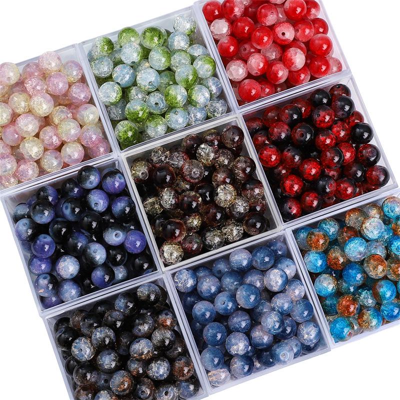 8/10mm Crackle Bicolor Glass Beads for DIY Jewelry