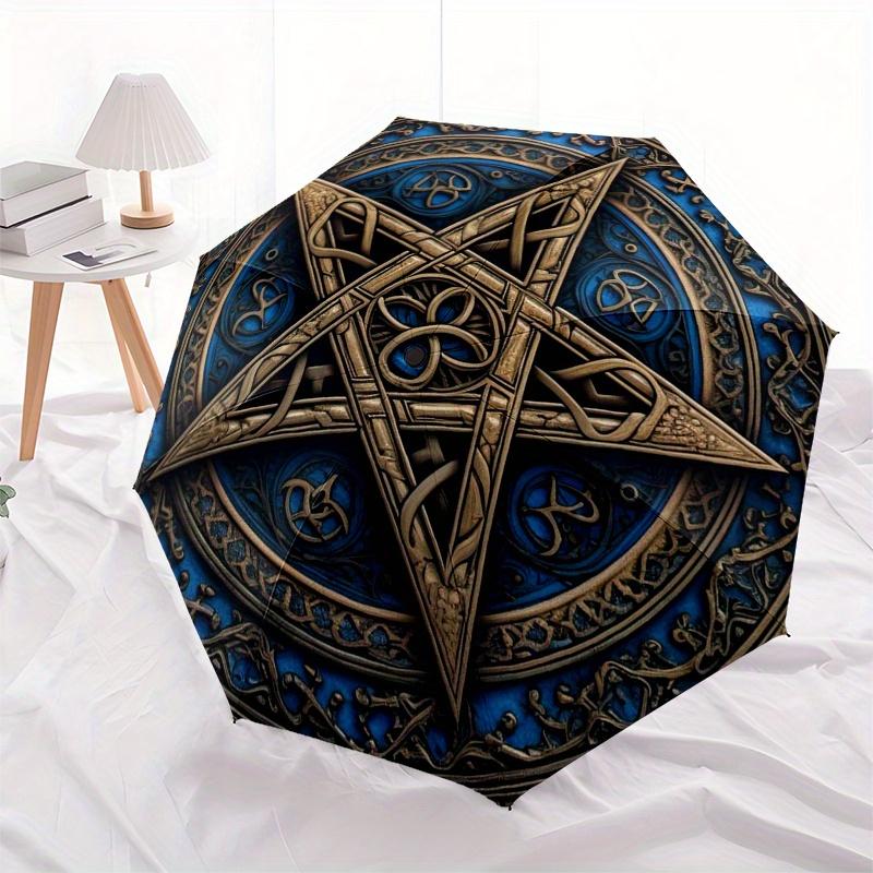 Blue Pentagram Wall Decor: Mystical Art for Your SpaceUmbrella, Portable 3-Fold Umbrella for Men & Women,Christmas Gift ES191