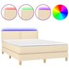Exclusive House - Bed Slatted Base with LED Mattress Cream 140x200 Cm Fabric