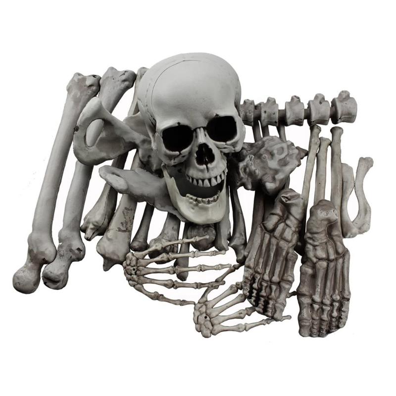 28 Pack Skeleton Bone and Skull Halloween Skeleton Bone Figurine for Halloween Spooky Graveyard Ground Decoration
