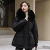 Women's Winter New Korean Style Loose Plush Down Cotton Jacket with Long Section Overcoat