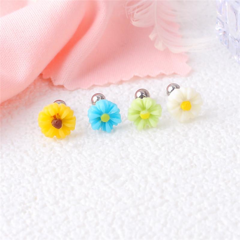 Fashion Resin Camellia Stainless Steel Earrings High Grade Barbell Style Screw Stud Ear Jewelry Party Gifts For Women Girls