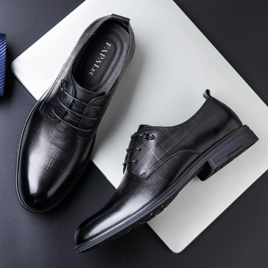 2025 leather shoes genuine leather men's business dress men's shoes British style wedding derby shoes men's high-end sense non-slip pure leather