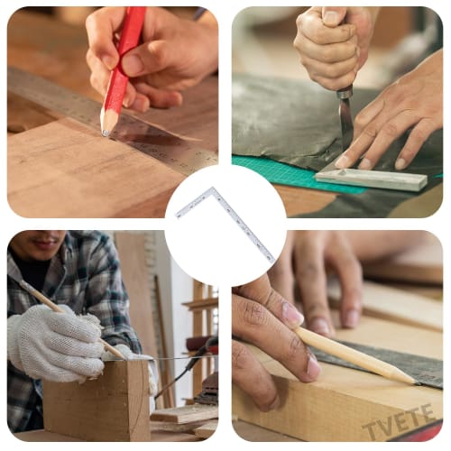 TVETE Stainless Steel Right Angle Ruler, 300mm x 150mm, L-Shaped Ruler, Measuring Tool, for Construction, Ironwork, Drawing, and Woodworking, with Sam