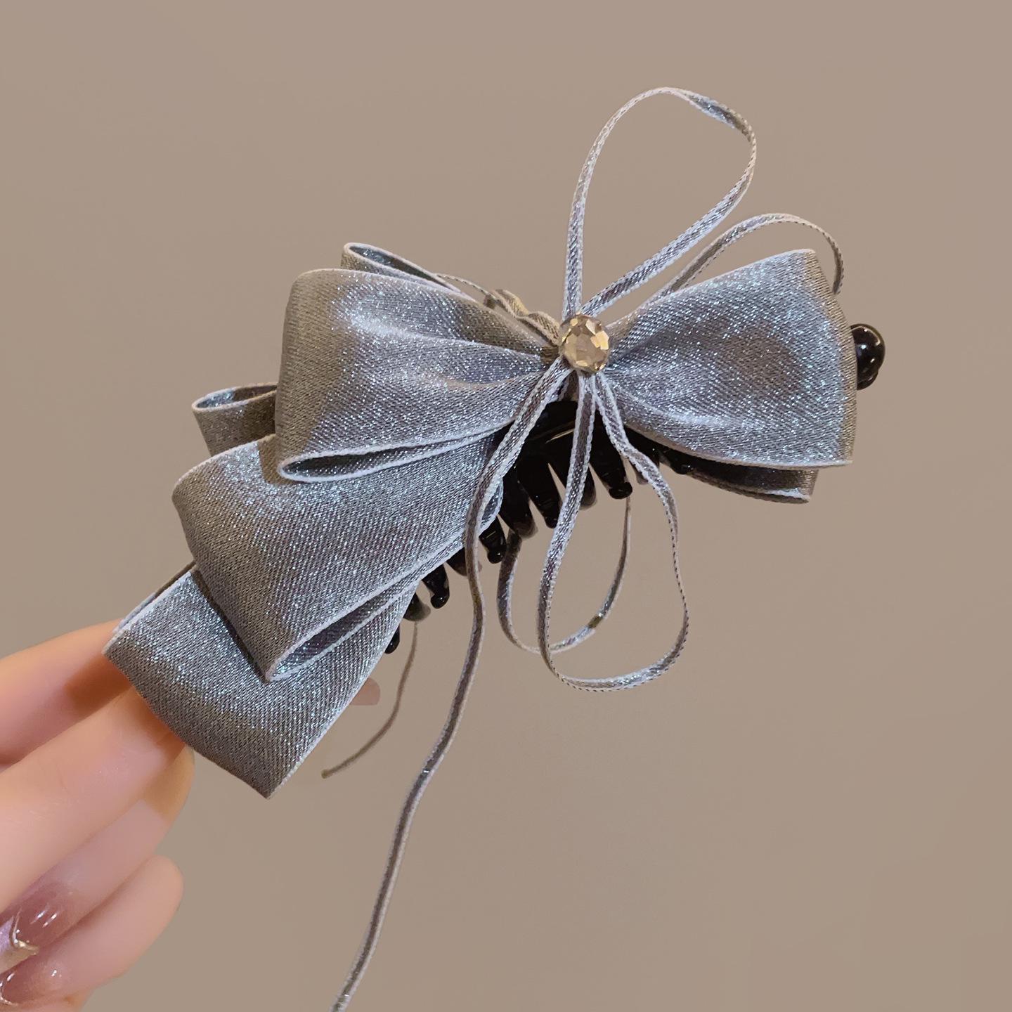 Luxury Satin Pleated Bow Banana Clip for Thick Hair