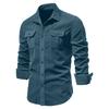 Men's Business Corduroy Shirt Long Sleeve Button Down Shirt with Double Chest Pockets Classic Fit Casual Work Shirt