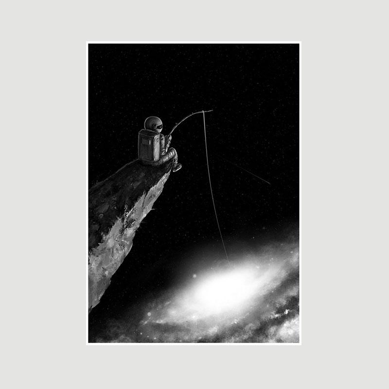 Living Room Decoration Art Painting White Paper Astronaut Space Poster Wall Art Prints Home Decor Bar Cafe Dorm Decorative Pictures Gifts