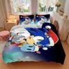 Sonic Christmas Adventure Printed 3pcs Bedding Set Soft Microfiber 1 Duvet Cover And 2 Pillowcases Home Bedroom Decor Xmas Gift K1422