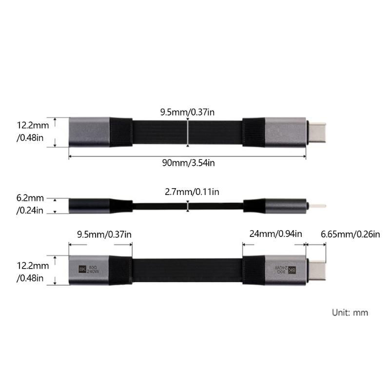 USB4 V2.0 Type C Extension Cable 80Gbps Data Transfer 8K Video Output Fast Charging For Laptop Phone And Monitor