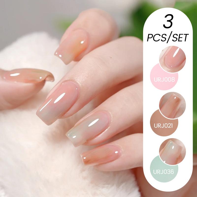 Nail Art Buz Şeffaf 3 Adet Tırnak Cilası Tutkalı Seti, Popüler Nude Beyazlatıcı Toz Şeffaf Tırnak Cilası Tutkalı