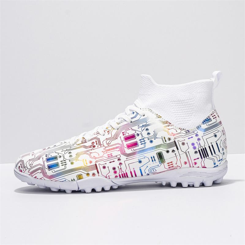 Fashion Soccer Boots Men's Outdoor Training Soccer Shoes Kids Student Non-slip Lawn Rest Sports High-top Plus Size Shoes