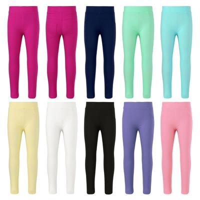 Kids Girls Stylish Clothing Elastic Waistband Solid Color Long Casual Leggings Pants