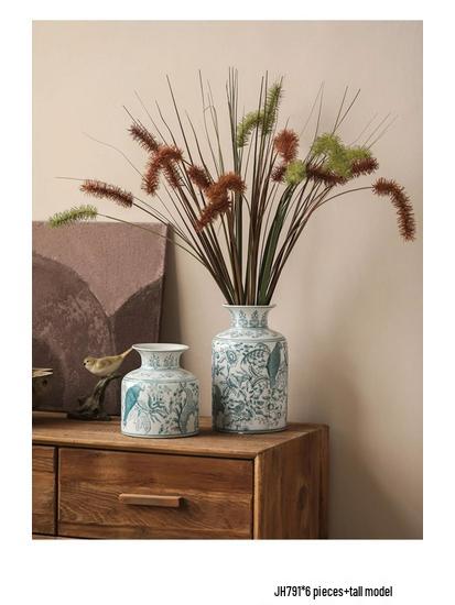 Blue & White Porcelain Vase: Antique Celadon with Flowers & Birds Design for Retro Chinese Décor