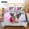 Sett med dynetrekk for fransk bulldog, King size, Søt valp, Dyretema, Sengetøy for barn og tenåringer, Polyester, 2/3 deler, Mykt dynetrekk