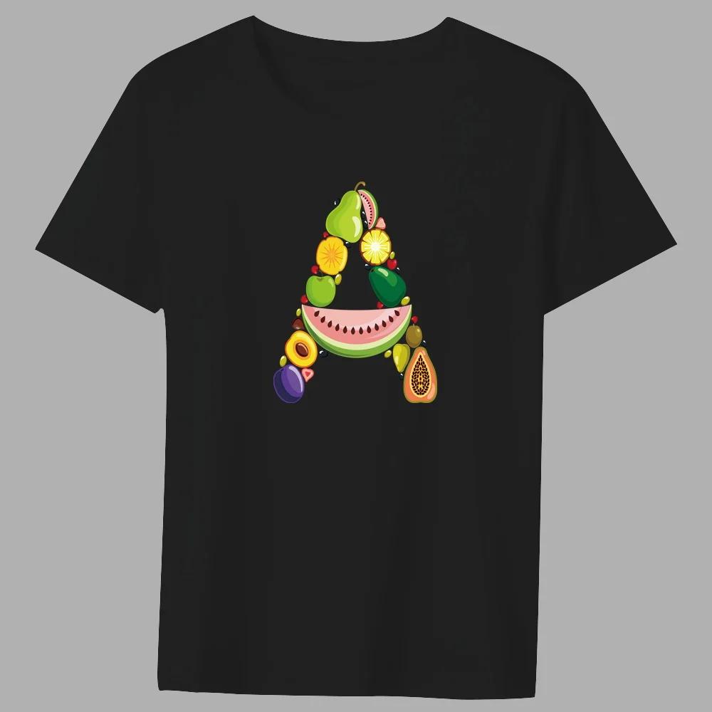 

Men s T-shirt Basic Print Short Sleeve Anime Top Fruit Lettern Series Casual Black O-neck Youth Men s Commuter Comfortable Shirt M чёрный