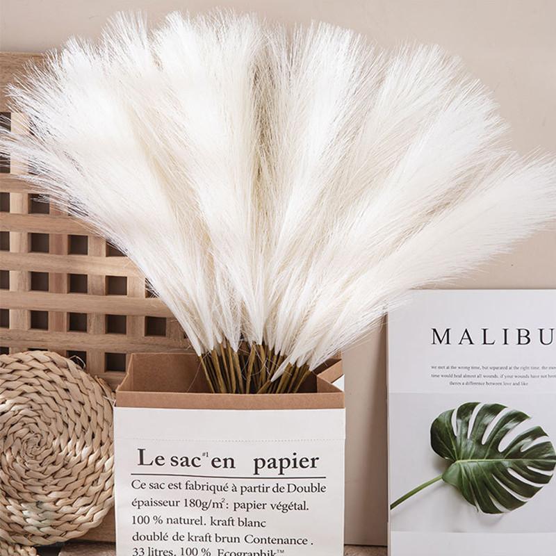GeeParty 10Pcs Fluffy Pampas Grass Fake Reed Simulated Artificial Flower Boquet for Birthday Party Decoration