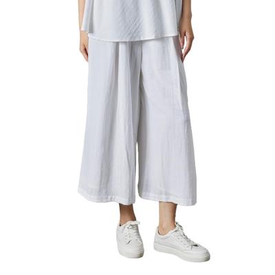 Huaxure Hemp Gaucho Long Summer Slightly Machine Cool Pants Women's Wide-Leg Pants, Lightweight, Pants, Pants, Wear, Sheer, Stretch, Washable, Soft,