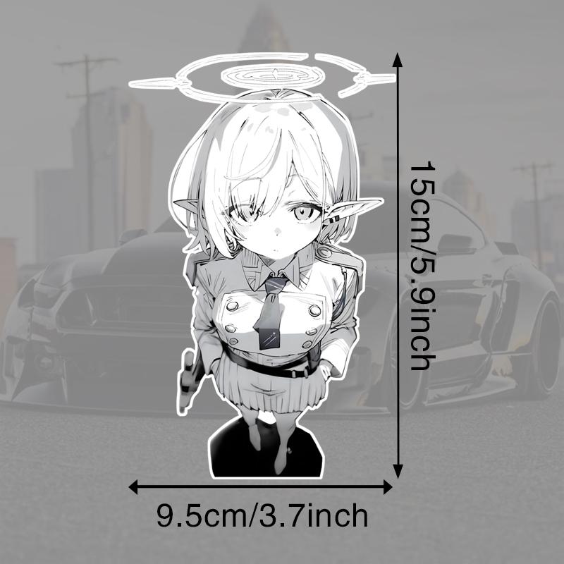 Anime Girl Car Sticker Personality Shy Woman Cartoon PVC Decal Skateboard Campervan Car Shape