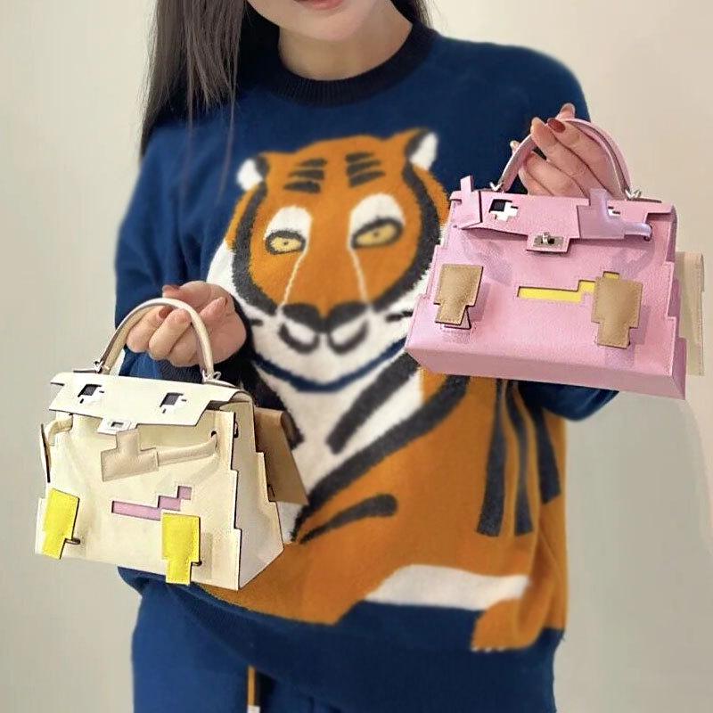 Retro mozaiková barevná Kelly kabelka přes rameno pro ženy