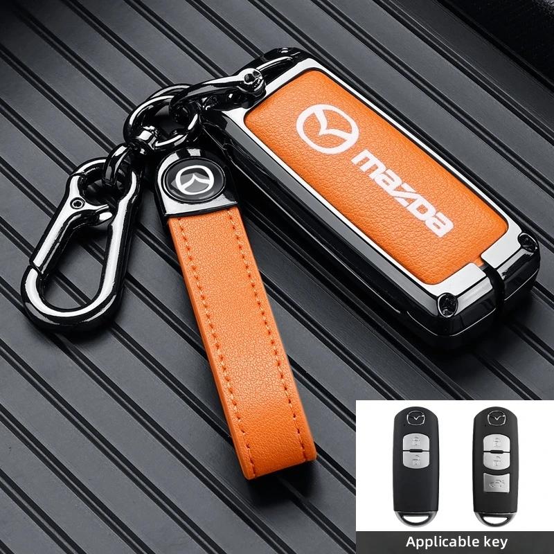 Leather Car Smart Key Case Cover Shell For Mazda 3 5 6 SKYACTIV Axela Atenza CX30 CX5 CX8 CX9 MX5 RX8 RX7 BT50 Keychain Protecto