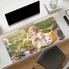 Gaming Mouse Pad Large Desk Mat Antislip Stitched Edges Purple Starry Dress Girl Print Keyboard Pad for Gamer Home Office