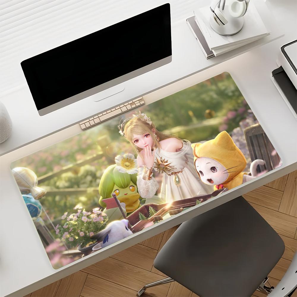 Gaming Mouse Pad Large Desk Mat Antislip Stitched Edges Purple Starry Dress Girl Print Keyboard Pad for Gamer Home Office