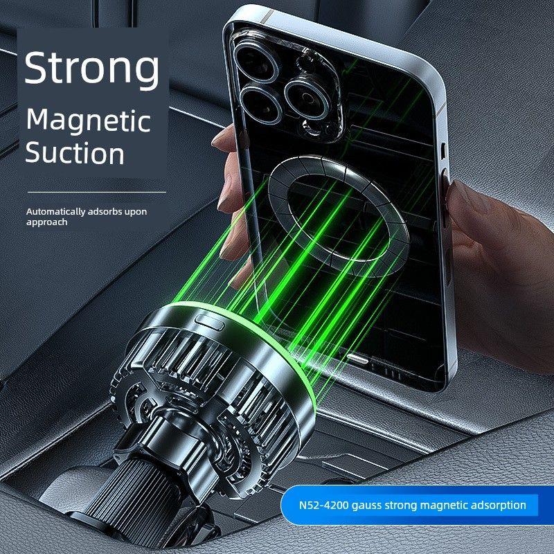 New Car-Mounted Bracket with Semiconductor Cooling, Magnetic Wireless Charging, Smart Navigation, and Car Phone Cooler
